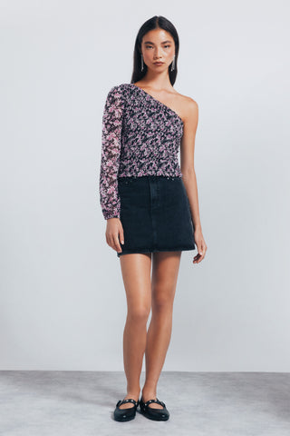 Blusa Asimétrica con Estampado Floral