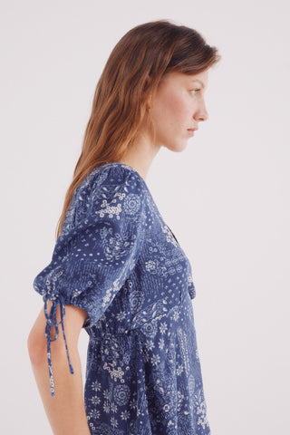 Blusa Manga con Lazos Estampada