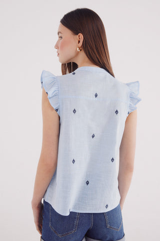 Blusa Manga con Volantes Detalle Bordado