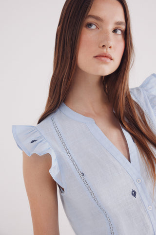 Blusa Manga con Volantes Detalle Bordado