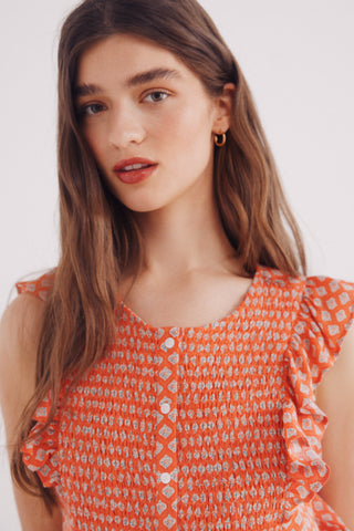 Blusa con Detalle de Volantes Estampada