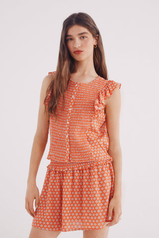 Blusa con Detalle de Volantes Estampada