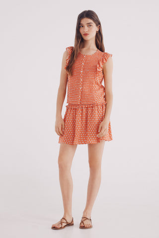 Blusa con Detalle de Volantes Estampada