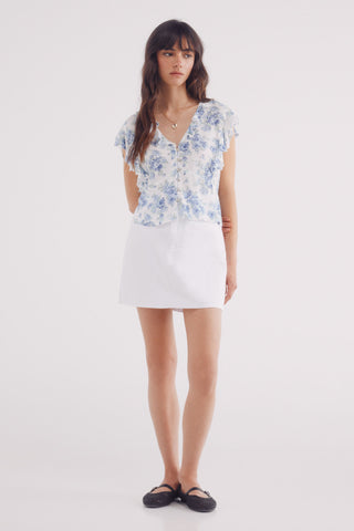 Blusa con Volantes Estampado Floral