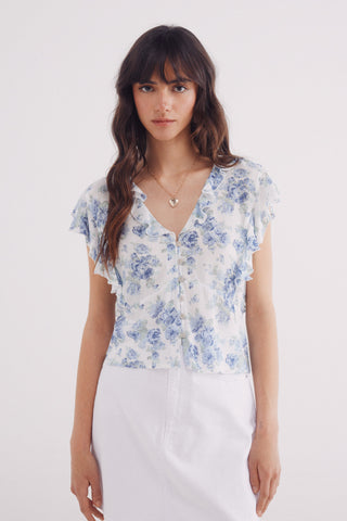 Blusa con Volantes Estampado Floral