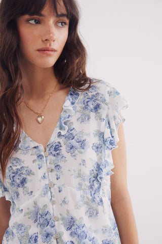 Blusa con Volantes Estampado Floral