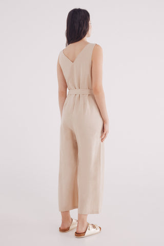 Enterizo de Tirantes con Cinturón de Lino