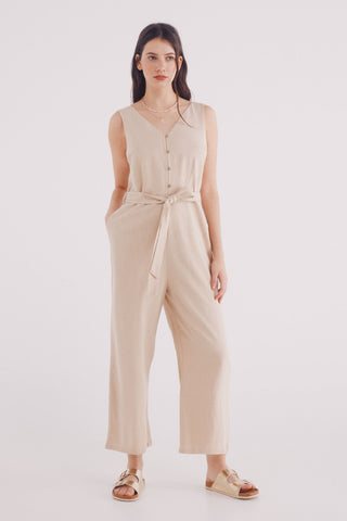 Enterizo de Tirantes con Cinturón de Lino