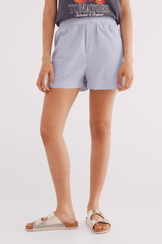 Short Talle Medio con Estampado de Rayas