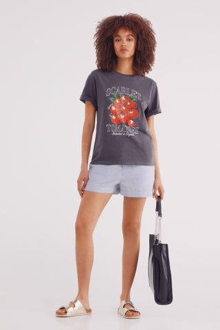 Short Talle Medio con Estampado de Rayas