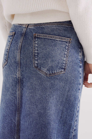 Enagua Denim con Detalle de Abertura