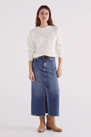 Enagua Denim con Detalle de Abertura