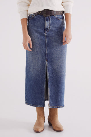 Enagua Denim con Detalle de Abertura