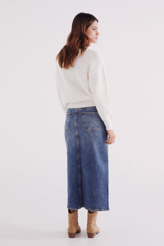 Enagua Denim con Detalle de Abertura