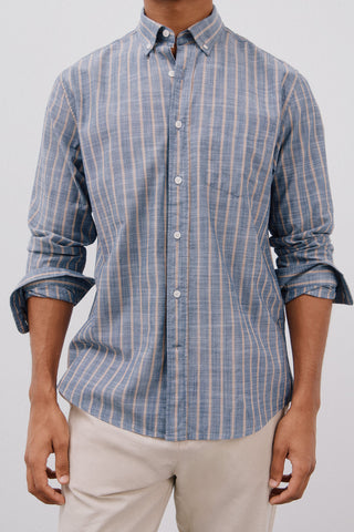 Camisa Manga Larga con Estampado de Rayas.