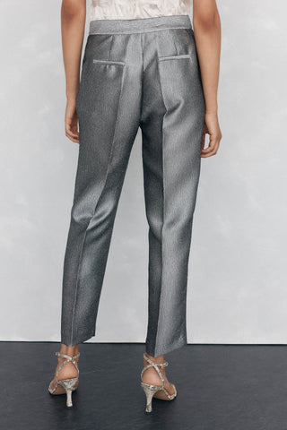Pantalón Talle Alto con Tejido Fantasia