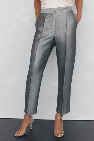 Pantalón Talle Alto con Tejido Fantasia