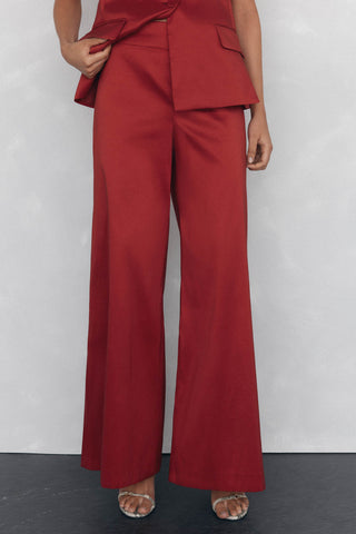 Pantalón Flare Satinado Talle Alto