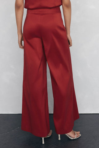 Pantalón Flare Satinado Talle Alto