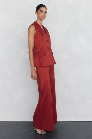 Pantalón Flare Satinado Talle Alto