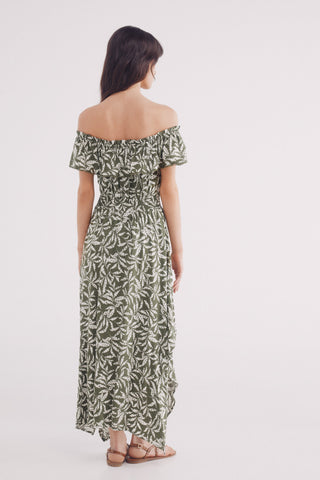 Vestido Escote con Volante Estampado