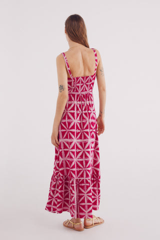 Vestido de Tirantes con Estampado Tie Dye