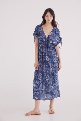 Vestido Manga Corta con Lazos Ajustables