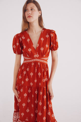 Vestido Midi con Espalda Abierta Estampado.