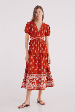 Vestido Midi con Espalda Abierta Estampado.