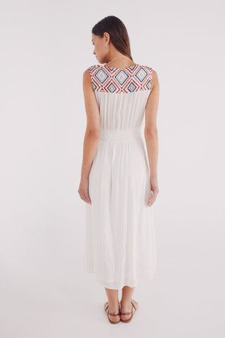 Vestido Midi con Detalles Bordados