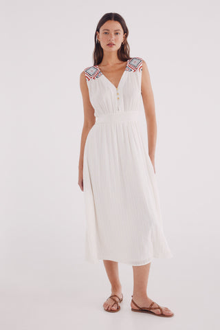 Vestido Midi con Detalles Bordados