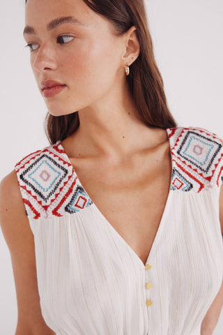 Vestido Midi con Detalles Bordados