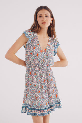 Vestido con Cintura Elástica Estampado