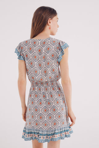 Vestido con Cintura Elástica Estampado