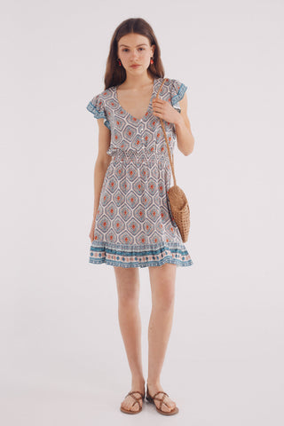 Vestido con Cintura Elástica Estampado