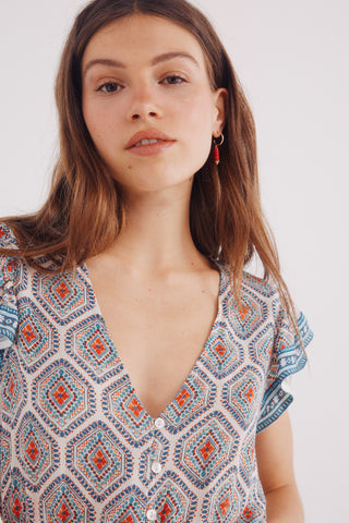 Vestido con Cintura Elástica Estampado