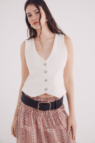 Chaleco Denim con Botones Metálicos