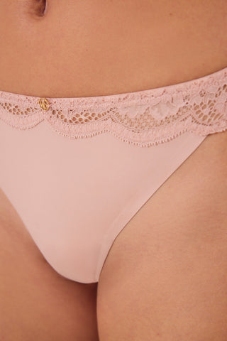 Tanga Microfibra y Encaje Rosa