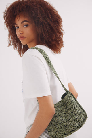 Bolso de Hombro con Rafia