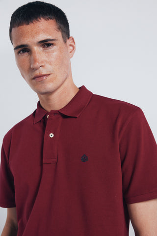 Polo Manga Corta con Logo Bordado de Algodón