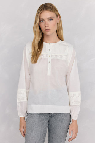 Blusa Manga Larga con Botones Delanteros