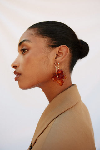 Aretes Largos Forma de Flor