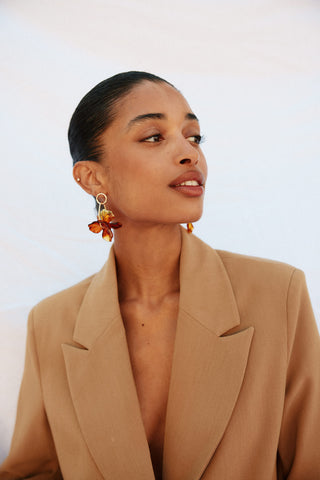 Aretes Largos Forma de Flor