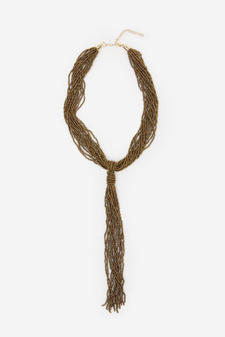 Collar Largo con Nudo y Borlas