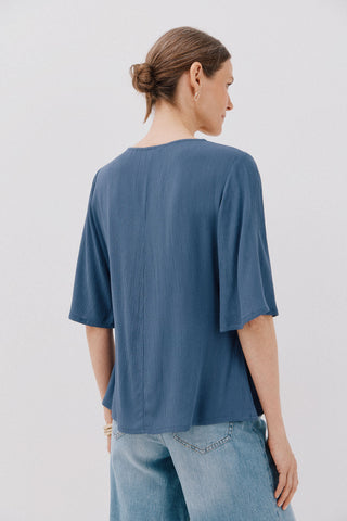 Blusa Manga Corta con Detalle de Volantes