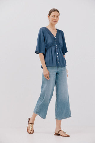 Blusa Manga Corta con Detalle de Volantes