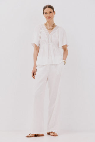 Blusa Manga Corta con Detalle de Encaje.