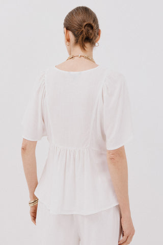 Blusa Manga Corta con Detalle de Encaje.