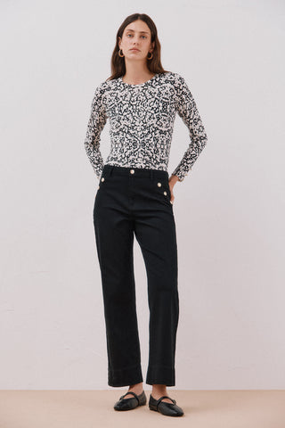 Jeans Talle Alto con Detalle Botones