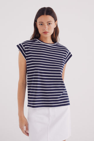 Camiseta Manga Corta Estampado de Rayas.